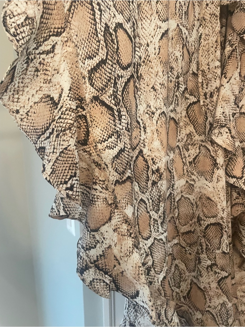 Lulu's Neutral Snake-Print Ruffle Midi Skirt - Picture 2 of 7